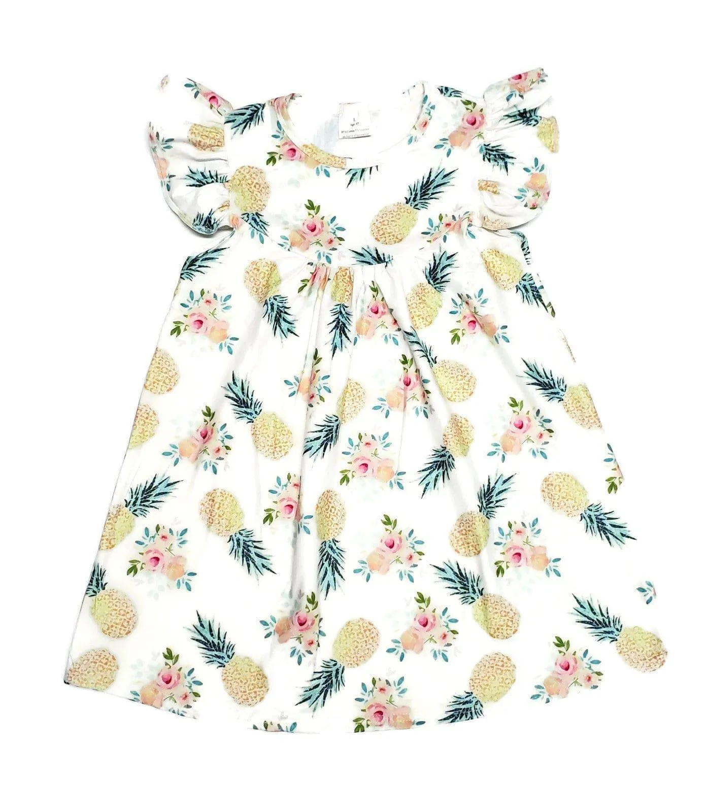 Pineapple Floral Milk Silk Flutter Dress