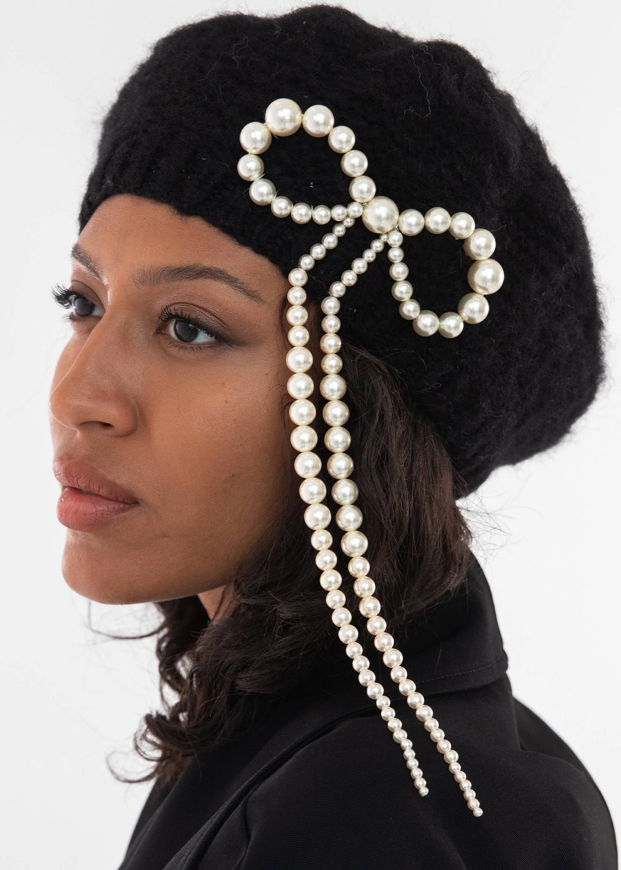 Presley Bow Beret -- Black