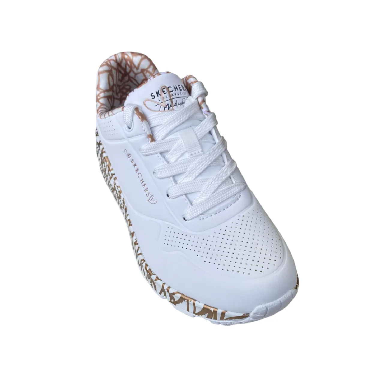 Skechers scarpa sneakers da donna x JGoldcrown Uno Loving Love 155506/WTRG bianco-rosa oro