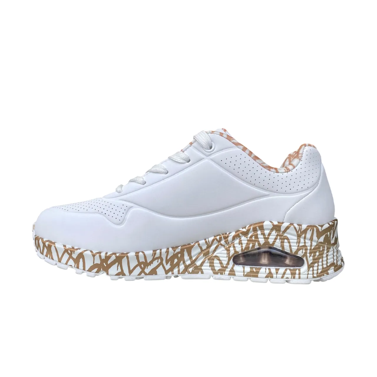 Skechers scarpa sneakers da donna x JGoldcrown Uno Loving Love 155506/WTRG bianco-rosa oro