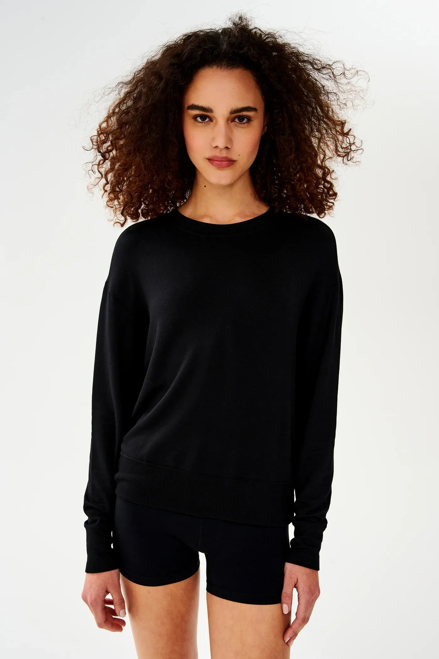 Splits59 Sonja Warm Up Long Sleeve Sweater in Black