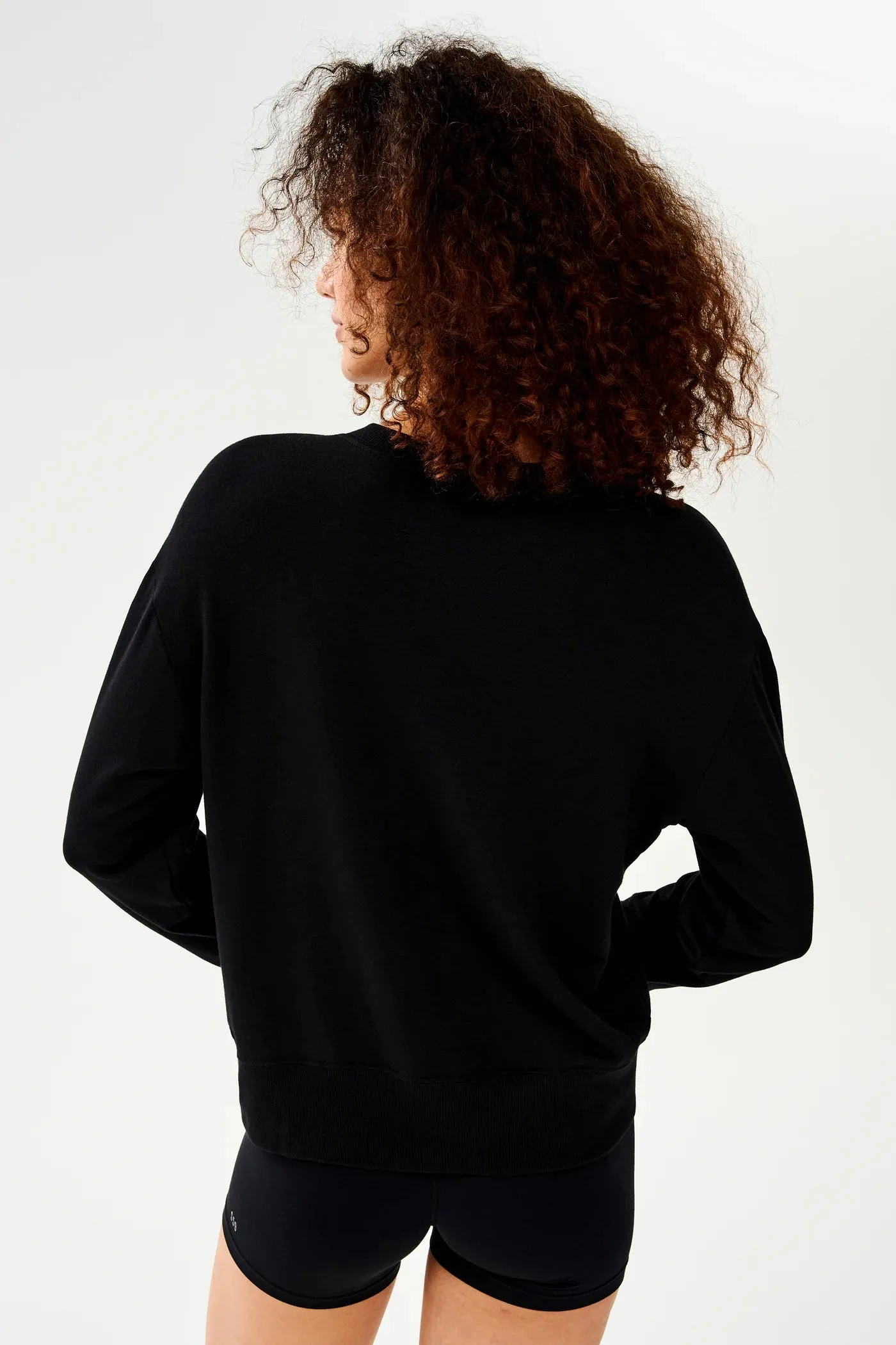 Splits59 Sonja Warm Up Long Sleeve Sweater in Black