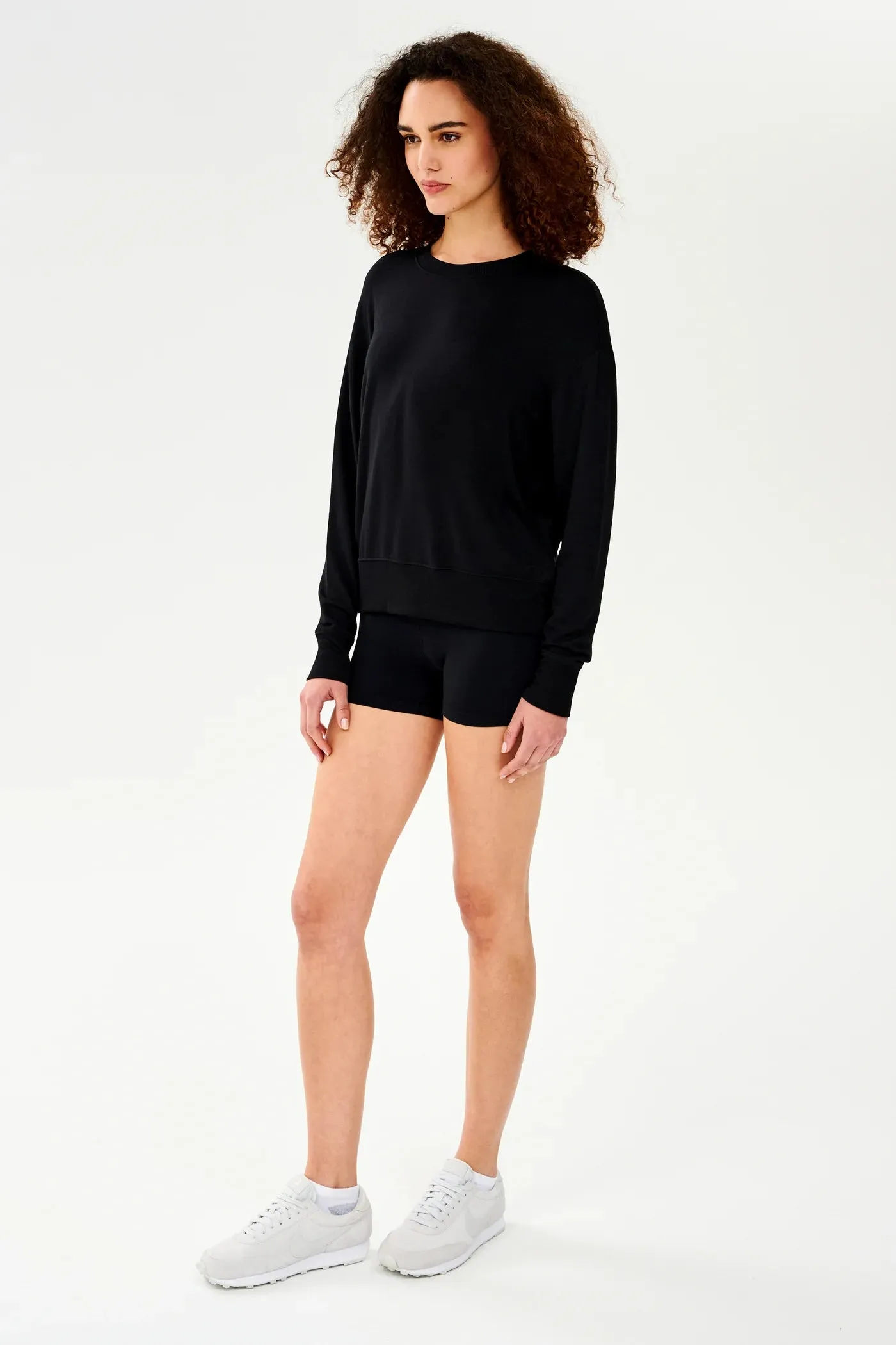 Splits59 Sonja Warm Up Long Sleeve Sweater in Black