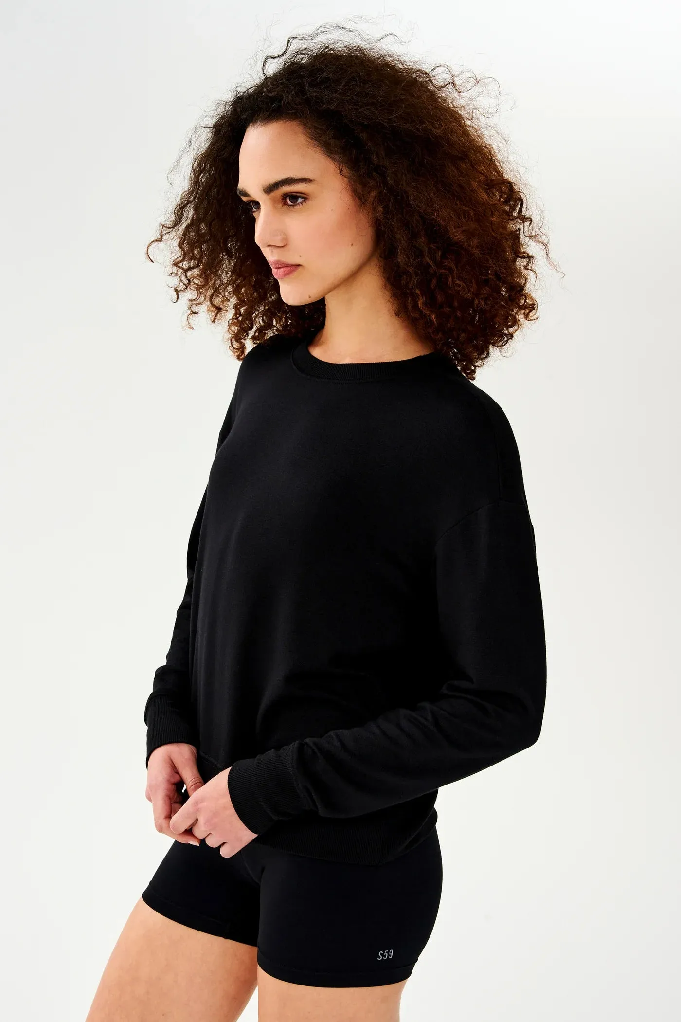 Splits59 Sonja Warm Up Long Sleeve Sweater in Black