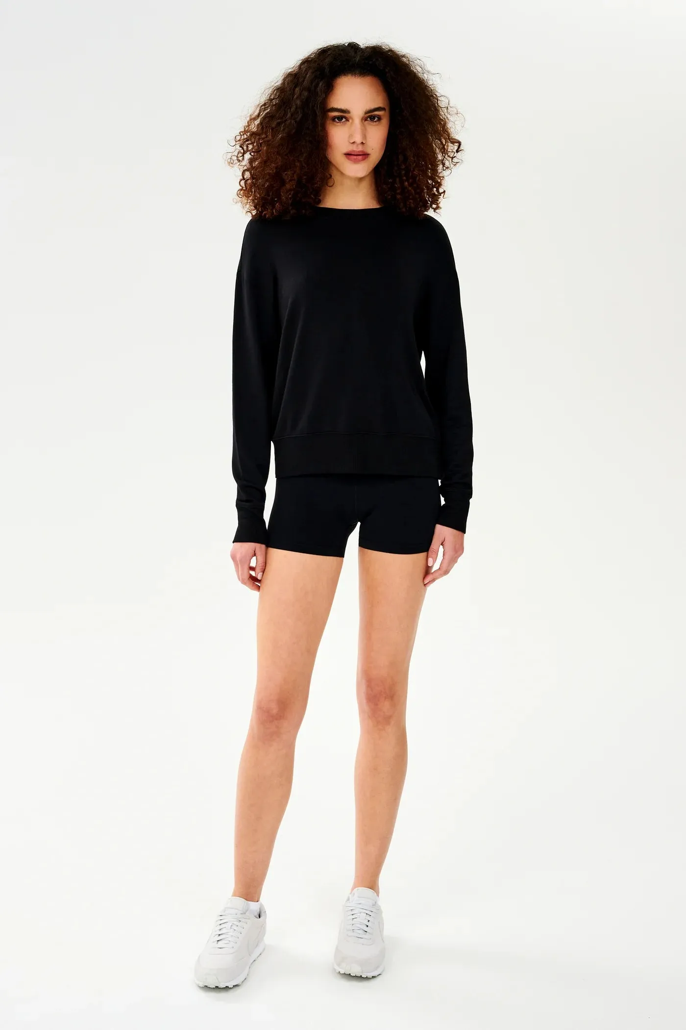 Splits59 Sonja Warm Up Long Sleeve Sweater in Black