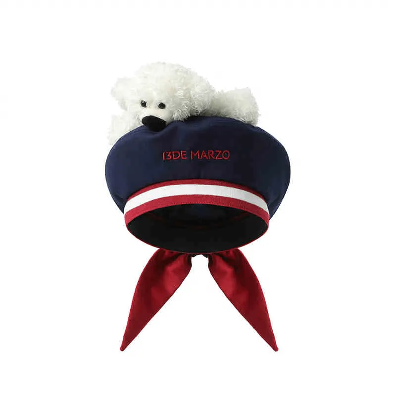 Sweet Lady Beret Navy Water Hand Cute Retro Casual Versatile Hat as a Valentine's Day Gift
