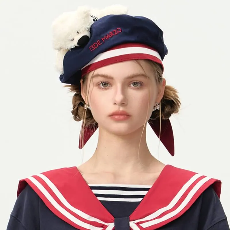 Sweet Lady Beret Navy Water Hand Cute Retro Casual Versatile Hat as a Valentine's Day Gift