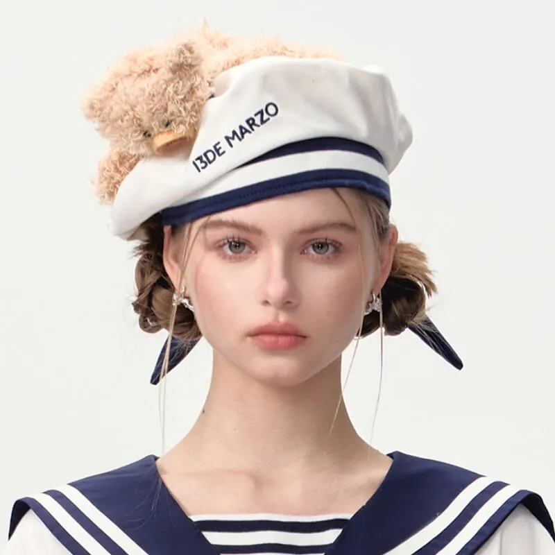 Sweet Lady Beret Navy Water Hand Cute Retro Casual Versatile Hat as a Valentine's Day Gift