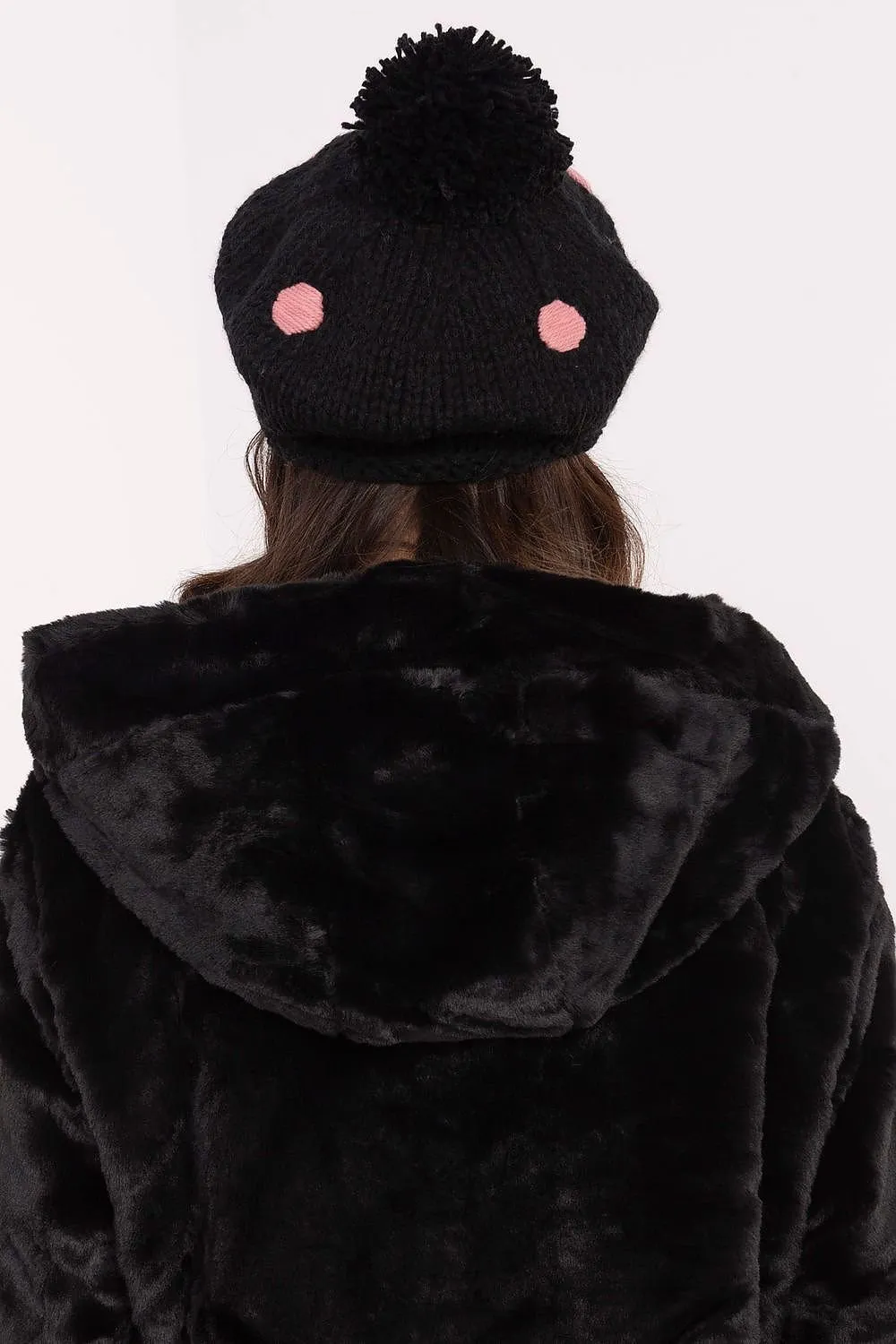 TEEK - Black Dotted Pom Pom Knitted Cap