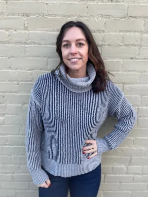 Two-Tone Chenille Turtleneck Sweater