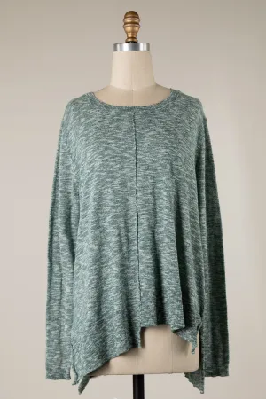 TWO TONED ROUND NECK UNEVEN HEM KNIT SWEATER 1 PACK