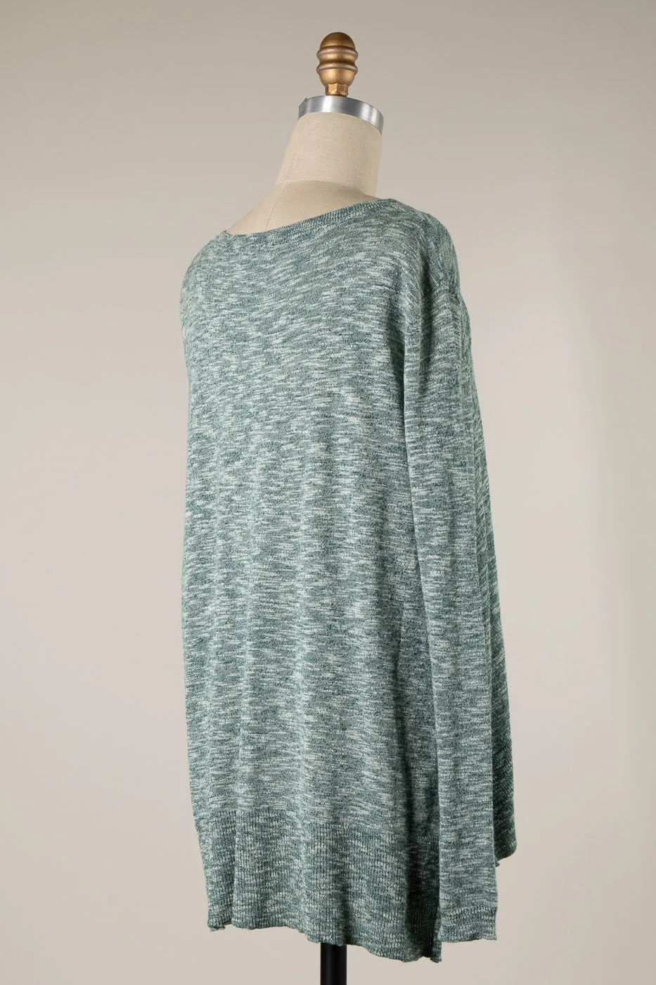 TWO TONED ROUND NECK UNEVEN HEM KNIT SWEATER 1 PACK