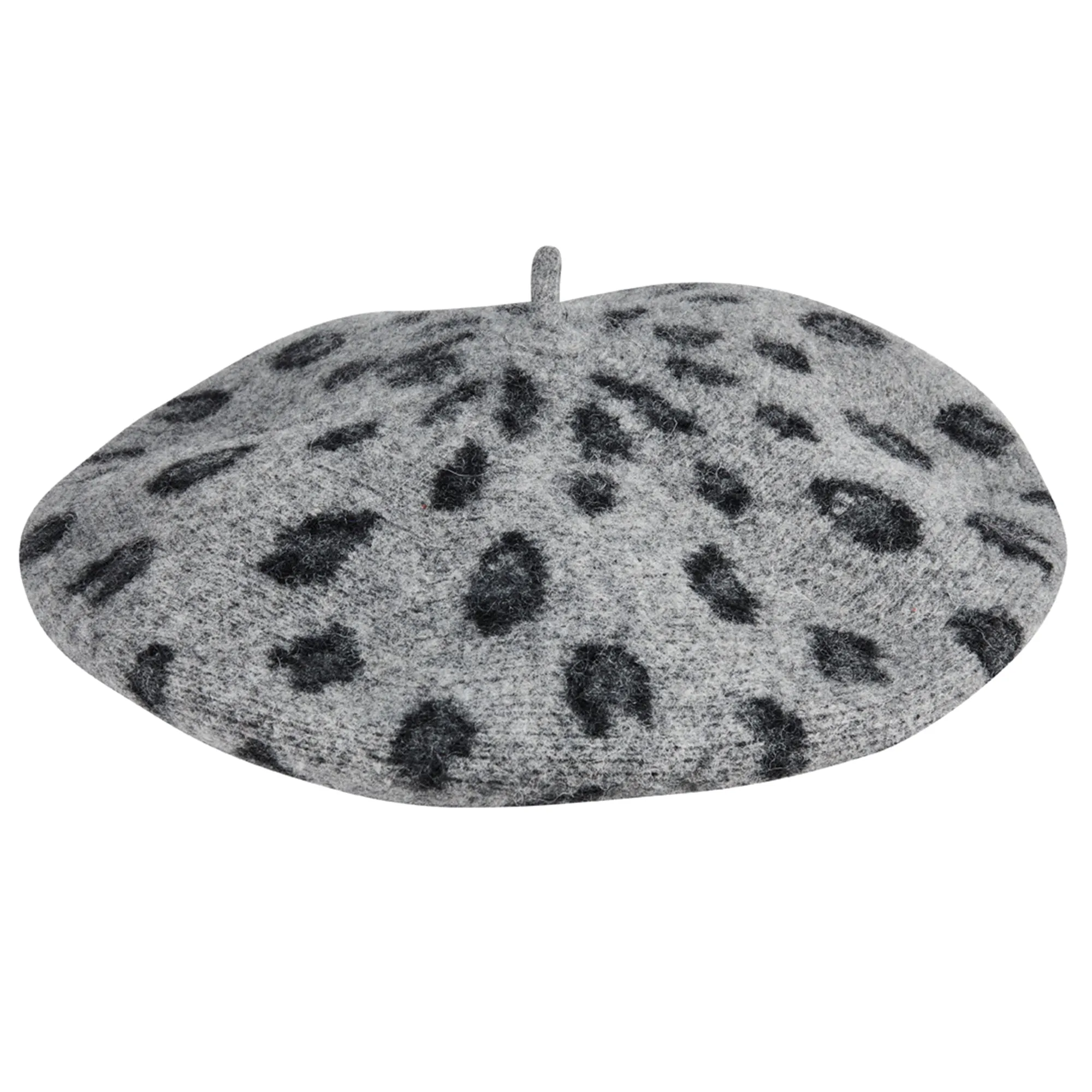 Women's leopard print wool beret